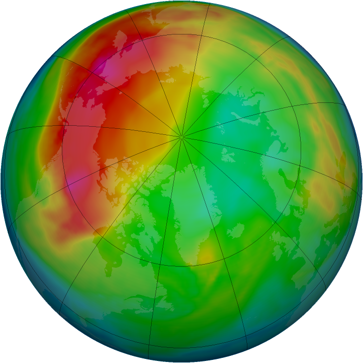 Arctic ozone map for 05 January 2007